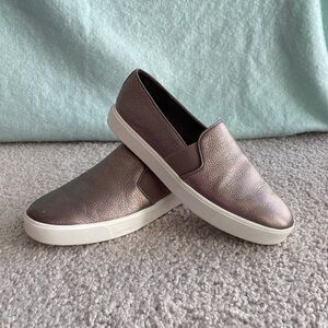 Vince Metallic Bronze Blair Slip-On Sneakers Size 8.5, Sporty Rose Gold Pewter